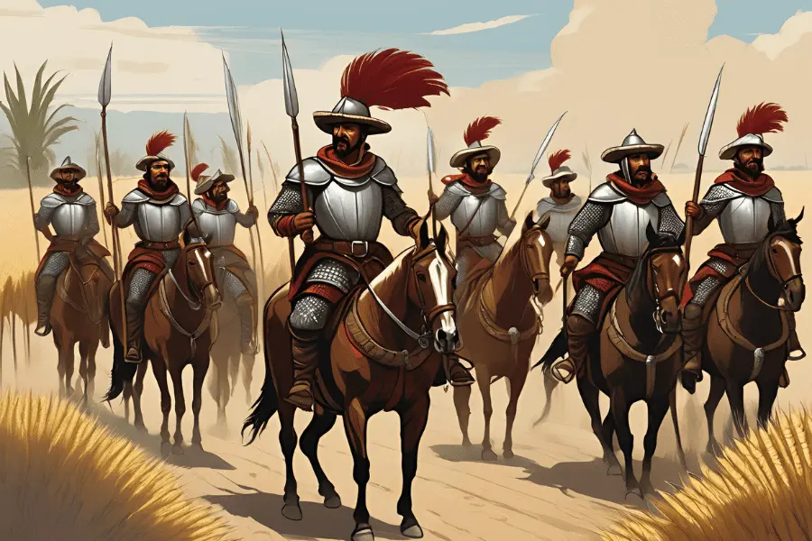 Conquistadores Españoles introduciendo el trigo a México en 1519