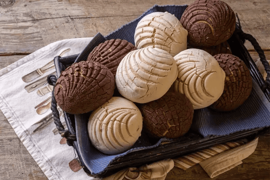 Diferentes conchas apiladas sobre una canasta