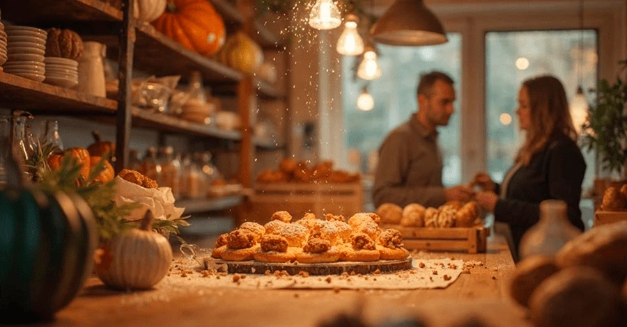 Personas realizando compras en panaderías durante las festividades de octubre