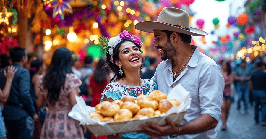 Carnaval mexicano siendo festejado con algunos deliciosos panes
